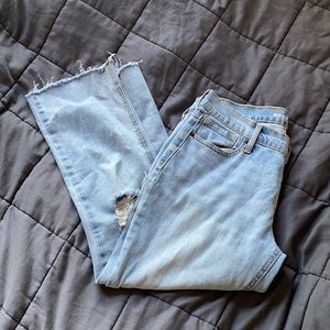 old navy distressed flare midrise light wash jeans